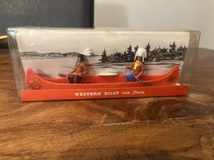 Lot Timpo 1/32 Indien Amérindien Avec Canoë Et Guerriers, Figurines Plastique Peintes