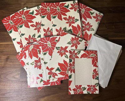 36 Vtg Christmas Photo Holder Cards 50's Poinsettia Holly 5x7 Tri Fold OTC