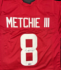 JOHN METCHIE III SIGNED #8 RED CUSTOM JERSEY - Size XL (JSA & PIA) Alabama