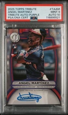 2025 TOPPS TRIBUTE TRIBUTE AUTOS PURPLE #TAAM ANGEL MARTINEZ 28/50 PSA 9 AUTO 10
