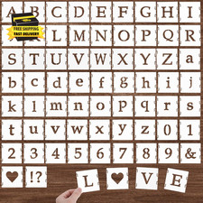 65 Pcs Alphabet Letter Stencils Set Plastic Interlocking Templates for Painting