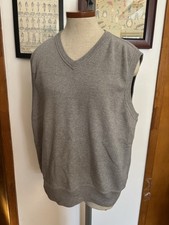 VINTAGE MENS: 100 Cotton Minimalist V-neck Sweater Vest SZ. XL GREY
