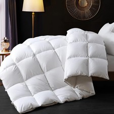 Goose Feather Down Fiber Comforter Queen Size Duvet Insert - Hotel Luxury Fluffy