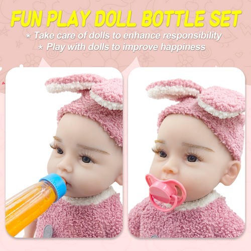  4PCS Doll Feeding Set - Realistic Magic Bottles & Cute Pacifier for Baby Dolls