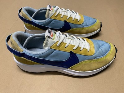 NIKE Waffle Debut Blue Sanded Gold Sneakers Shoes Size 12 W/ Self Lace Lock RARE