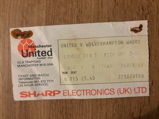 1983/84 MANCHESTER UNITED MAN UTD V WOLVES DIVISION ONE TICKET STUB