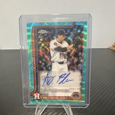Topps 2025 Chrome Update AJ Blubaugh Astros #AC-ABU Auto RC Aqua Wave /199
