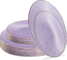 32 Pack Elegant Disposable Plastic Plates Combo Set Includes 16 Dinner Plates