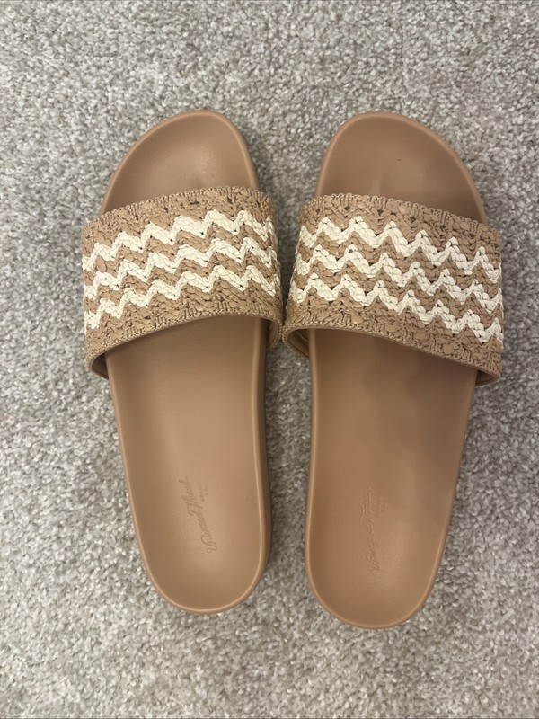 Universal Thread Ratan Wovan Slip On Slides Women’s Size 7 New  Tan Cream Boho