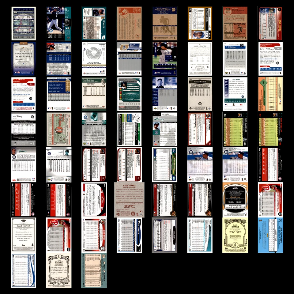 Lote 59 tarjetas de béisbol diferentes de Raúl Ibáñez 1996-2014 SEA/KCR/PHI/NYY Foto 2 de 4