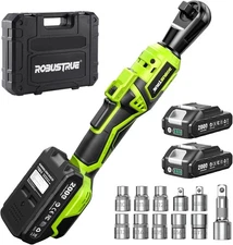 1/2" Cordless Electric Ratchet Wrench Kit 66Ft-lbs Torque 400 RPM 2x2000mAh