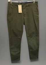 NWT$128 SCOTCH & SODA Pants Men's 34x30” MOTT Flat Front Stretch Fatigue Green
