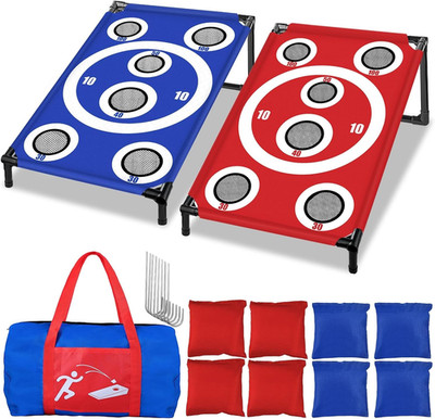 NZQXJXZ Cornhole Board Set with 8 Bean Bags 3X2 Ft Corn Hole Games Portable Corn