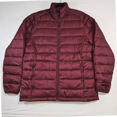 Large Tall Puffer Jacket St Johns Bay Men Burgundy Down Style Jacket Gorpcore