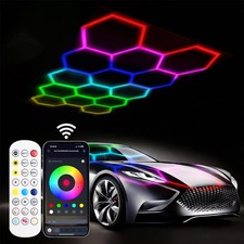 Hexagon Garage LED Lights 14 Grids RGB Honeycomb Light DIY for Car Shop Garage