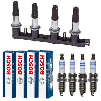 BREMI Zündspule + 4x BOSCH Zündkerze für Saab 9-5 Kombi YS3E 2.3 Turbo