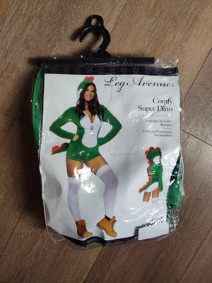 Leg Avenue Comfy Super Dino Costume, Green/White, M