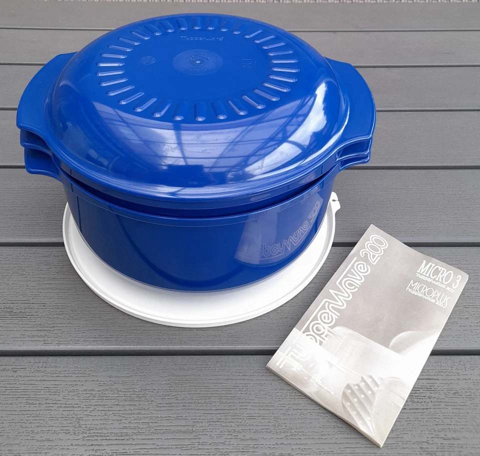 Tupperware Micro 3 Microplus 4 tlg. Gar Set 750ml/1,75l/3l + Deckel blau TOP !!! - Bild 2 von 4