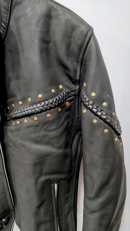 Black Leather Motorcycle Biker Jacket Patina Women's Size XL Papa's Leather Barn - Image 4 of 4