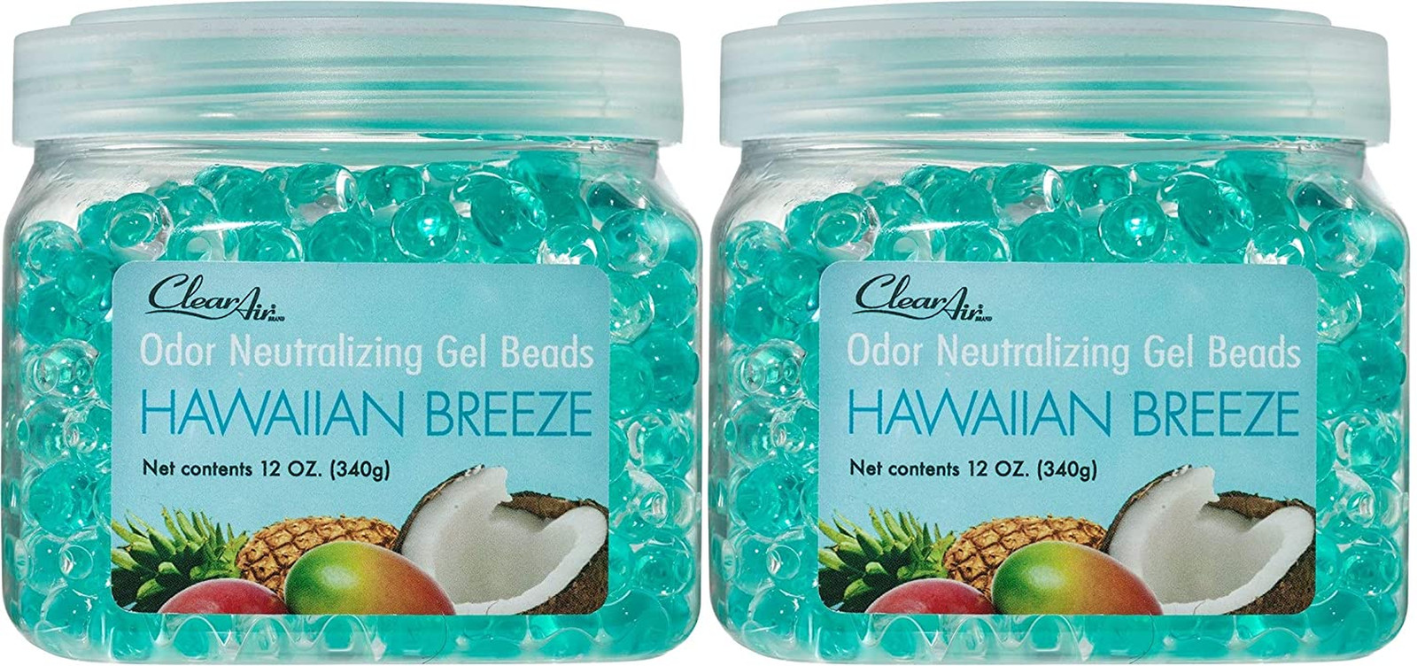 Clear Air Odor Eliminator Gel Beads - Hawaiian Breeze Scent - 12 Ounce - 2 Pack