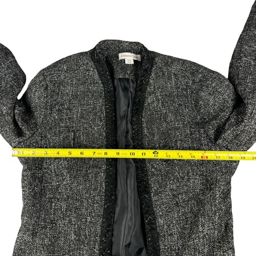Coldwater Creek Blazer Jacket Women’s Extra Small 4 Gray Shoulder Pads Business - Picture 8 of 9