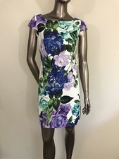 NWT Eliza J floral cap sleeve summer 100% jacquard cotton Dress size 6 sheath