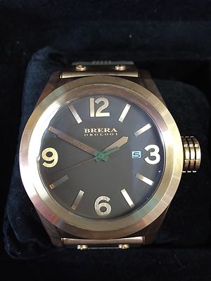 BRERA BRETS45 SOLOTEMPO ROSE GOLD IP CASE BROWN STRAP *NEW*