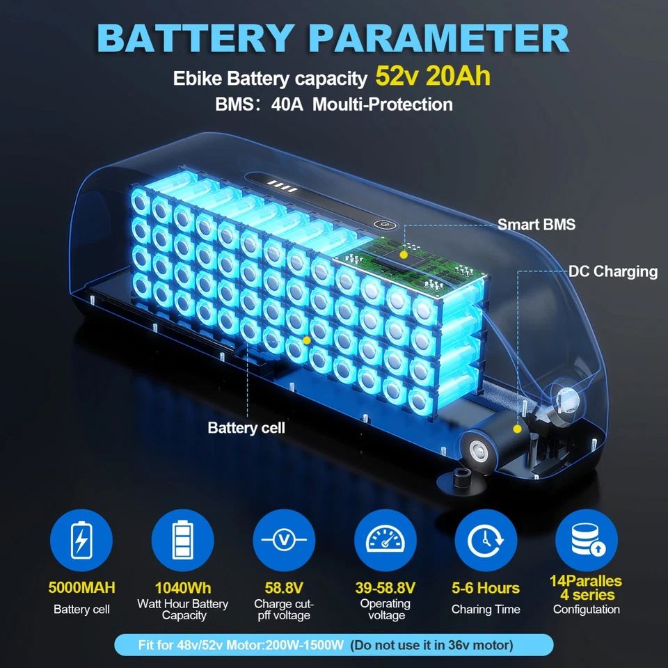 H HAILONG 36V 48V 52V ebike Battery Electric Bicycles Battery For 0-1500W motor - Image 3 of 4