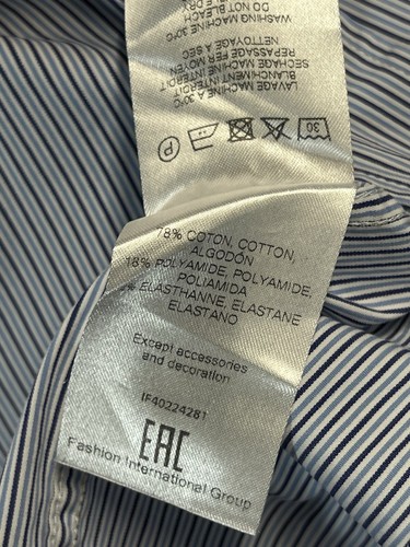 Eden Park Paris Mens Shirt 16.5 XL Striped Cotton Elastane Stretch Regular - Picture 12 of 12