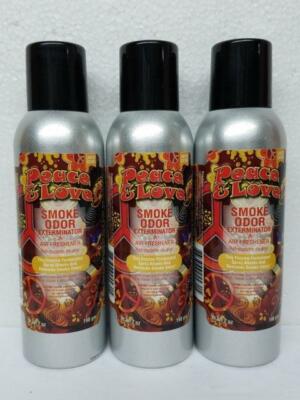 Smoke Odor Exterminator Peace & Love 7 oz Large Spray Set of Three Cans