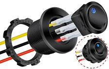 round Rocker Switch Shell 12V Lighted 3 Pin with Blue