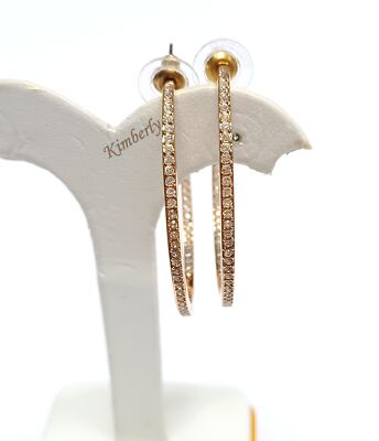 Swarovski Vi Hoop Earrings Large/Light Rose Gold-PVD Crystal Auth NEW  5017089