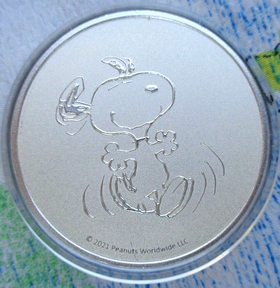 1 oz. Peanuts 2021 - Snoopy Happy Dance BU rondas plata fina .999