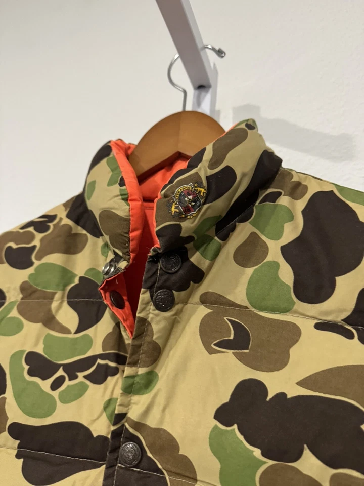 Hansa Branta Goose Down Vest Mens S Puffer Green Camo Hunting Camp Reversible - Image 2 of 4