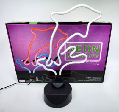 Neon Glass Sculpture Dolphin 18'' Night Light LED Lamp