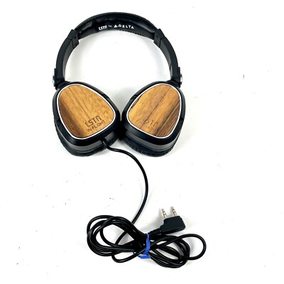 Headphones Delta Airlines LSTN In Flight Fly Movie Adjustable Woodgrain  Clean