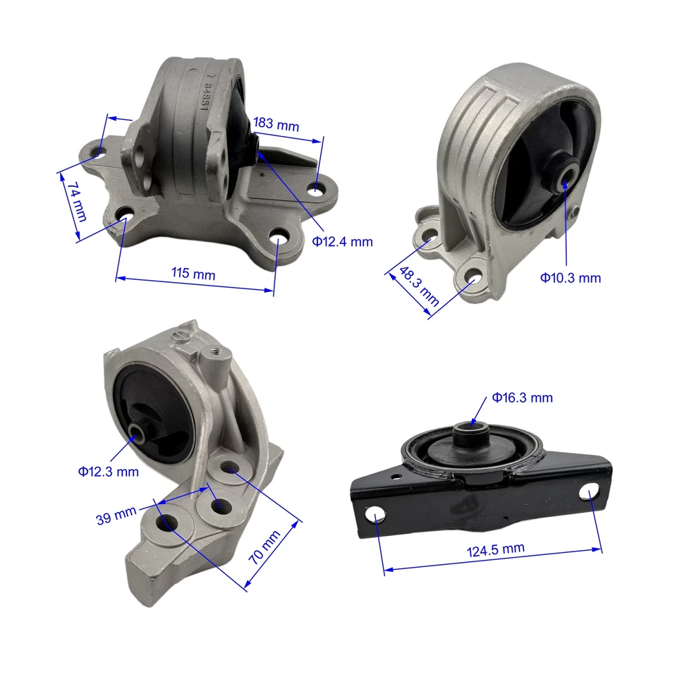 Juego de montaje de motor y transmisión 4 piezas apto para Mitsubishi Eclipse 2000-2005 PARA AUTO Foto 2 de 4