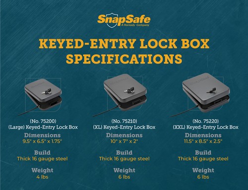 SnapSafe Keyed Lock Box - XX-Large (11.5”x 8.5”x 2.5”) - Picture 3 of 7