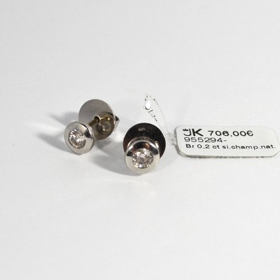 Fine 585 White Gold Earrings with Two Brilliants 0.40ct Si/Champagne