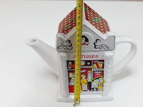 Teiera Lattiera Zuccheriera a Forma di Casa Ufficio Vintage Ceramica Bianca The - Foto 8 di 10