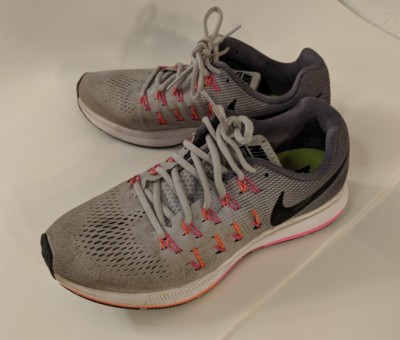 Nike Zoom Pegasus 33 women's athletic running shoes grey pink