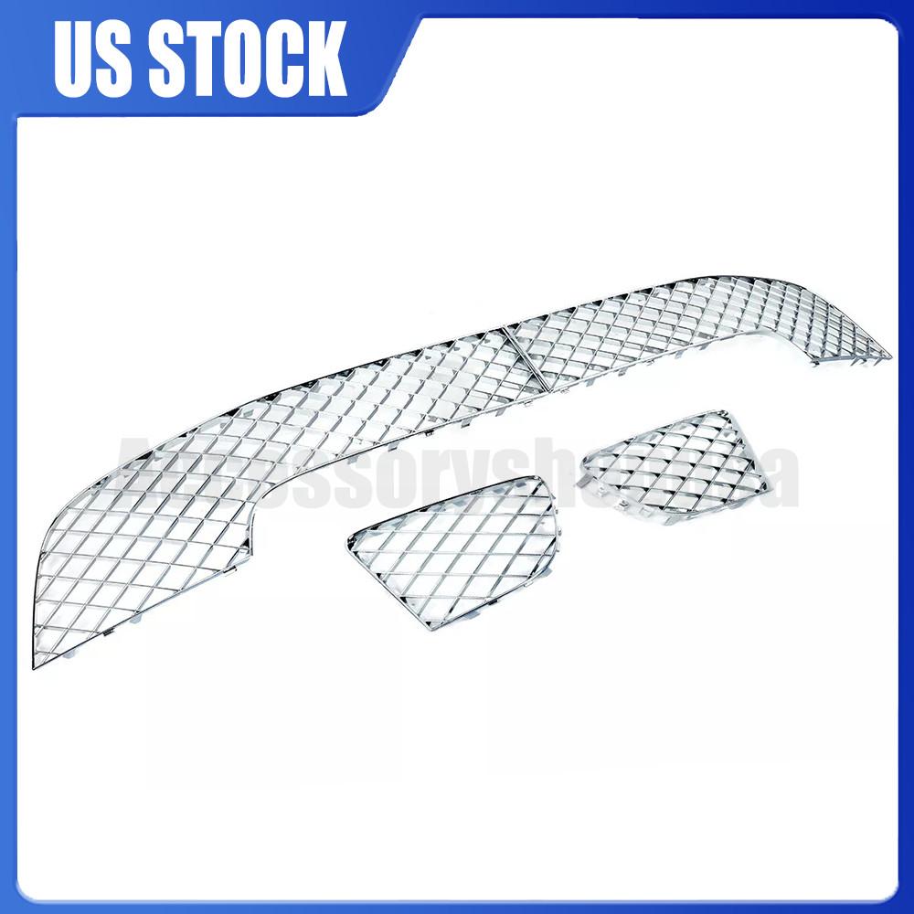 For Bentley Continental Gt Gtc 2012-15 New Chrome Bumper Lower Mesh Grille 4Pcs
