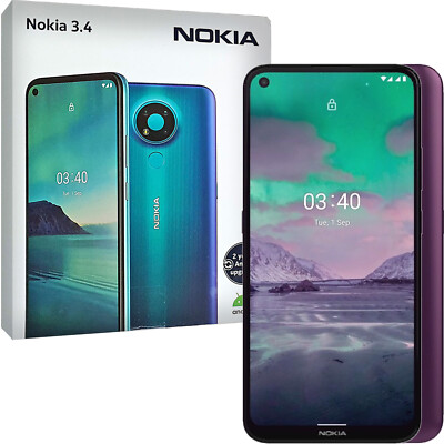 Nokia 3.4 4G Dusk Purple 32GB + 3GB Dual-SIM Factory Unlocked GSM NEW