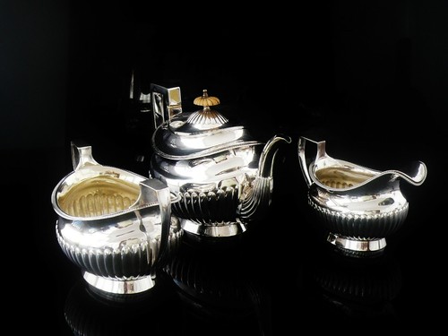 Antique Sterling Silver Tea Set Service, Robert Hennell I & Samuel Hennell 1805 - Picture 3 of 12