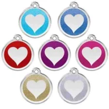 Dog Cat Pet - Red Dingo - Dog ID Tag Charm - Lifetime Guarantee - Glitter Heart