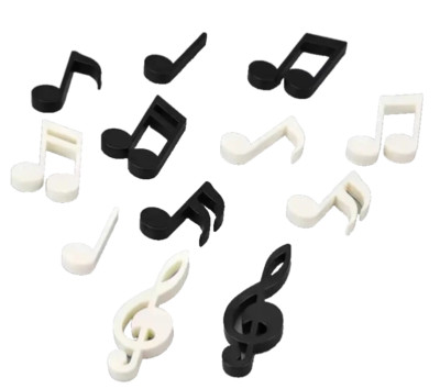NEU auf KARTE x 6 SCHWARZ kreative Klaviernoten KÜHLSCHRANKMAGNETE Musik Stab Design