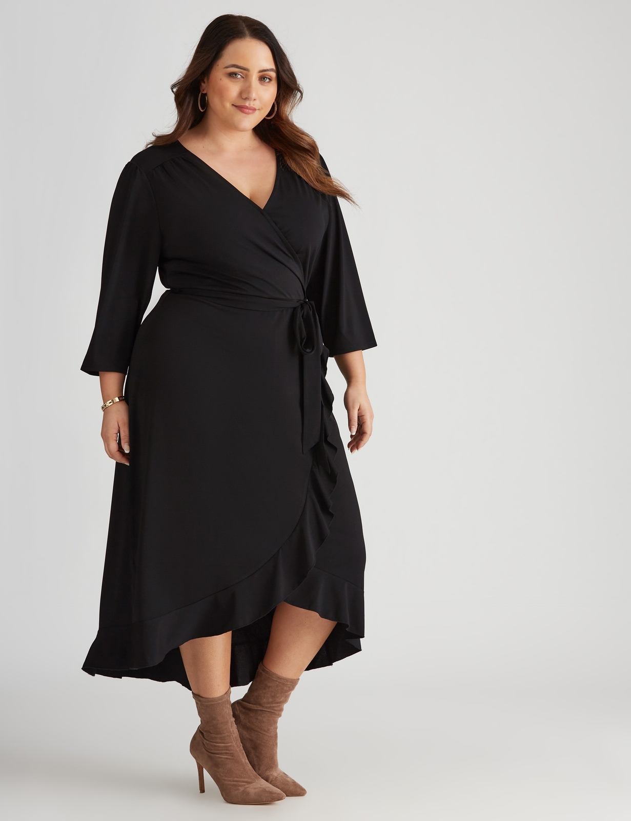 BeMe - Plus Size - Womens Dress - Stetch Frill Wrap Dress | eBay