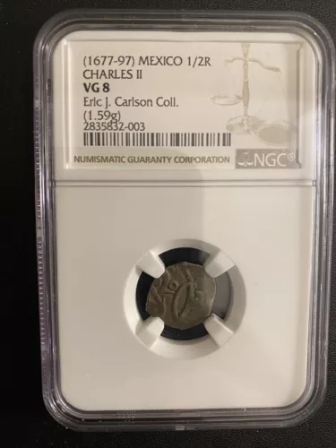 1677-97 Mexico 1/2 Real Charles II NGC