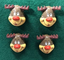 Christmas Button Covers Set Of 4 Reindeer Used 