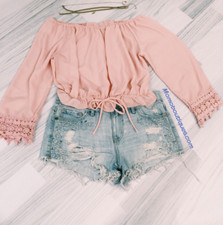  USA SELLER Off Shoulder Tie Waist Top